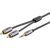goobay Plus Câble adaptateur audio jack 3,5 mm > 2x cinch stéréo Noir/Argent, 0,5 mètre