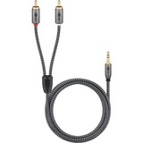 goobay Plus Câble adaptateur audio jack 3,5 mm > 2x cinch stéréo Noir/Argent, 0,5 mètre