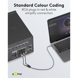 goobay Plus Câble adaptateur audio jack 3,5 mm > 2x cinch stéréo Noir/Argent, 0,5 mètre