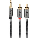 goobay Plus Câble adaptateur audio jack 3,5 mm > 2x cinch stéréo Noir/Argent, 0,5 mètre