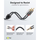 goobay Plus Câble adaptateur audio jack 3,5 mm > 2x cinch stéréo Noir/Argent, 0,5 mètre