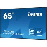 iiyama ProLite LH6541UHS-B1AG, Affichage public Noir, HDMI, USB, LAN, Audio