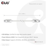 Club 3D 4k540hz USB-C wh, Câble Blanc