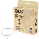 Club 3D USB-C 80Gbps Certified 240W 8k 240Hz, Câble Blanc, 1.2m