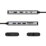 ICY BOX IB-DK4061-CPD, Station d'accueil Anthracite, USB-A, USB-C, HDMI, lecteur de cartes, Gigabit LAN