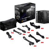MSI MPG A1000G PCIE5 alimentation modulaire 1000 watt Noir, 1x 12V-2x6, 6x PCIe, 1000 W, 100 - 240 V, 50 - 60 Hz, Actif, 120 W, 1000 W
