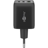 goobay 65W GaN USB-C PD Multiport Quick Charger Nano Noir, 2x USB-C, 1x USB-A