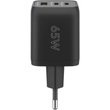 goobay 65W GaN USB-C PD Multiport Quick Charger Nano Noir, 2x USB-C, 1x USB-A