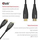 Club 3D Câble hybrid AOC HDMI Noir, 100 mètres