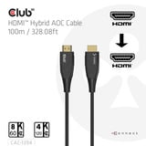 Club 3D HDMI Hybrid AOC 8K60Hz/4K120Hz, 100 m, Câble Noir