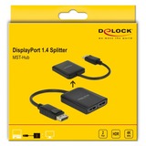 DeLOCK 1x DisplayPort 1.4 > 2x DisplayPort MST, Répartiteurs de DisplayPort Noir, 0,2 mètres