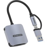 Sitecom Lecteur de cartes USB-C et USB-A Gris