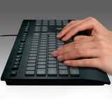 Logitech K280e, clavier Noir, Layout UE (QWERTY), Rubberdome