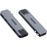 Sitecom 6 in 2 MacBook Pro Multiport, Station d'accueil Gris