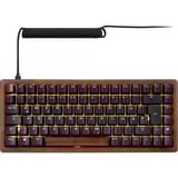 Sharkoon SKILLER SGK50 S3 Wood PBT, clavier gaming Bois/Noir, Layout BE, Gateron G Pro 3.0 Yellow,  BE Layout, Gateron G Pro 3.0 Yellow, RGB LED, Hot-swappable, 75%