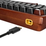 Sharkoon SKILLER SGK50 S3 Wood PBT, clavier gaming Bois/Noir, Layout BE, Gateron G Pro 3.0 Yellow,  BE Layout, Gateron G Pro 3.0 Yellow, RGB LED, Hot-swappable, 75%