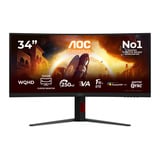 AOC CU34G4ZCA 34" Moniteur UltraWide gaming incurvé  Noir/Rouge, HDMI, DisplayPort, USB-C, 250 Hz