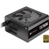 Corsair TX750M unité d'alimentation d'énergie 750 W 24-pin ATX ATX Noir, 750 W, 100 - 240 V, 47 - 63 Hz, 5 - 10 A, 130 W, 744 W