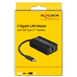 DeLOCK USB-C > RJ-45, Adaptateur Noir, 0,135 mètres