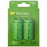 GP Batteries ReCyko D, Mono, Batterie Vert, 2 pièces