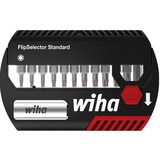 Wiha Jeu d'embouts FlipSelector Standard 25 mm, Set d'embouts de vissage Noir/Rouge, TORX® 13 pièces 1/4" C6.3 avec clip ceinture