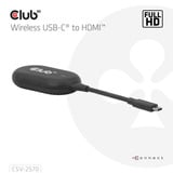 Club 3D Émetteur et récepteur USB-C vers HDMI sans fil, Adaptateur Noir