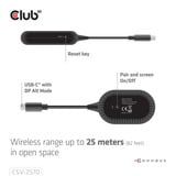 Club 3D Émetteur et récepteur USB-C vers HDMI sans fil, Adaptateur Noir