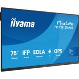 iiyama ProLite TE7512MIS-B4AG, Affichage public Noir (Mat), 2x HDMI | 1x DisplayPort | VGA | LAN | WiFi | 24/7 | Tactile