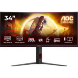 AOC CU34G4 34" Moniteur UltraWide gaming incurvé  Noir/Rouge, 180 Hz, HDMI, DisplayPort, AMD FreeSync