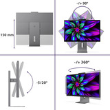 Philips Brilliance 27E3U7903 27" 5K UHD Moniteur  Gris, HDMI, Thunderbolt 4, USB, LAN, Webcam