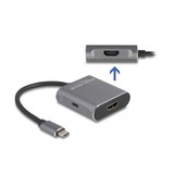 DeLOCK Diviseur USB Type-C vers 2x HDMI MST avec USB Type-C PD, Repartiteur HDMI Gris