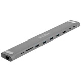 DeLOCK Station d'accueil USB Type-C Slim Gris, HDMI, 4x USB-A 3.2 (5 Gbit/s), USB-C 3.2 (5 Gbit/s), MicroSD, SD, TB 3, RJ-45