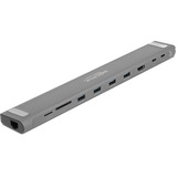 DeLOCK Station d'accueil USB Type-C Slim Gris, HDMI, 4x USB-A 3.2 (5 Gbit/s), USB-C 3.2 (5 Gbit/s), MicroSD, SD, TB 3, RJ-45