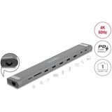 DeLOCK Station d'accueil USB Type-C Slim Gris, HDMI, 4x USB-A 3.2 (5 Gbit/s), USB-C 3.2 (5 Gbit/s), MicroSD, SD, TB 3, RJ-45