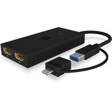 ICY BOX USB-C/-A > Répartiteur HDMI double IB-SPL1029AC, Repartiteur HDMI Noir