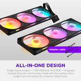 NZXT F360 RGB Reverse ventilateurs de boîtier Noir, 3 pièces, 360 x 120 x 25 mm, PWM