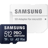 SAMSUNG PRO Ultimate 512 Go microSDXC, Carte mémoire Bleu, UHS-I U3, Classe 3, V30, adaptateur SD inclus