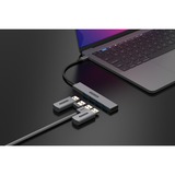 Sitecom USB-C vers 4x USB-A Tiny Hub, Hub USB Gris