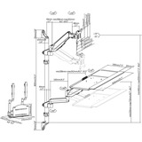 Digitus Poste de travail flexible debout/assis, Support de moniteur Noir