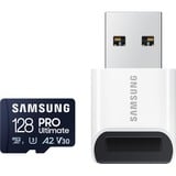 Samsung PRO Ultimate 128 Go microSDXC, Carte mémoire Bleu, UHS-I U3, Classe 3, V30, lecteur de carte inclus