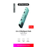 Sitecom 6-en-2 MacBook Air Multiport Hub, Station d'accueil Bleu clair