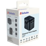 Verbatim Adaptateur universel de voyage UTA-01, Prise de voyage Noir, 2x USB-A