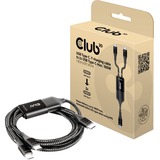Club 3D USB Type-C, câble de charge Y vers 2x USB Type-C, Câble en Y Noir, 1,83 mètre, Max. 100 W