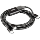 Club 3D USB Type-C, câble de charge Y vers 2x USB Type-C, Câble en Y Noir, 1,83 mètre, Max. 100 W