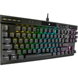 Corsair K70 RGB TKL CHAMPION SERIES clavier gaming mécanique Noir, Layout BE (AZERTY), Corsair OPX, 80 % (TKL), LED RGB, TKL, PBT double-shot