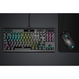 Corsair K70 RGB TKL CHAMPION SERIES clavier gaming mécanique Noir, Layout BE (AZERTY), Corsair OPX, 80 % (TKL), LED RGB, TKL, PBT double-shot