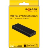 DeLOCK Boitier USB-C Combo externe pour M.2 NVMe PCIe ou SATA SSD, Boîtier disque dur Noir