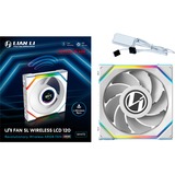 Lian Li UNI FAN SL120 LCD Wireless Reverse Blade, Ventilateur de boîtier Blanc, Connecteur de ventilateur PWM à 4 broches