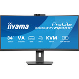 iiyama ProLite XCB3497WQSNPH-B1 34" Moniteur UltraWide incurvé  Noir, 120Hz, HDMI, DisplayPort, USB-C, LAN, FreeSync, webcam