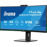 iiyama ProLite XCB3497WQSNPH-B1 34" Moniteur UltraWide incurvé  Noir, 120Hz, HDMI, DisplayPort, USB-C, LAN, FreeSync, webcam